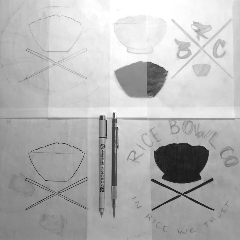 Rice Bowl Co. Logo Mark Sketches